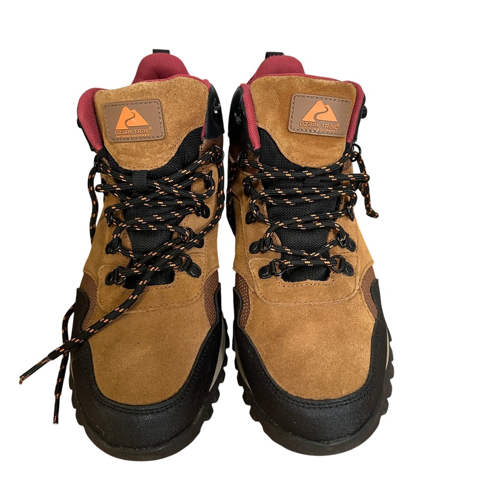 Ozark Trail Hiking Boots Mens 11 Tan Waterproof Suede Mid Top Leather Outdoorsy